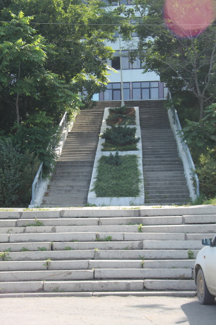 真岡神社の階段だけ残っている